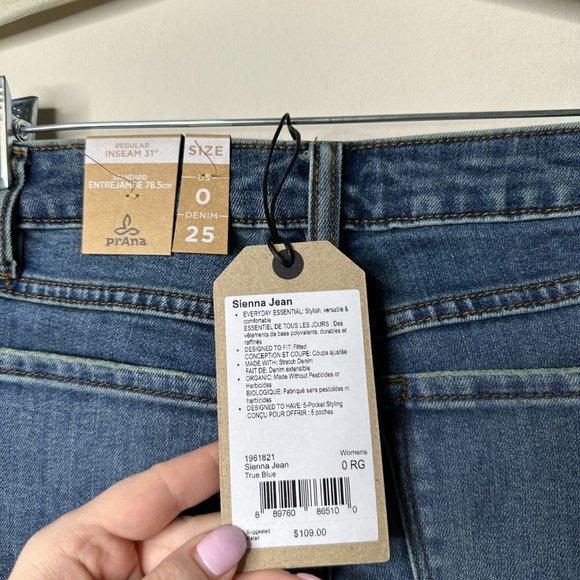 prAna True Blue Sienna Jean Size 0 NEW - Picture 5 of 6